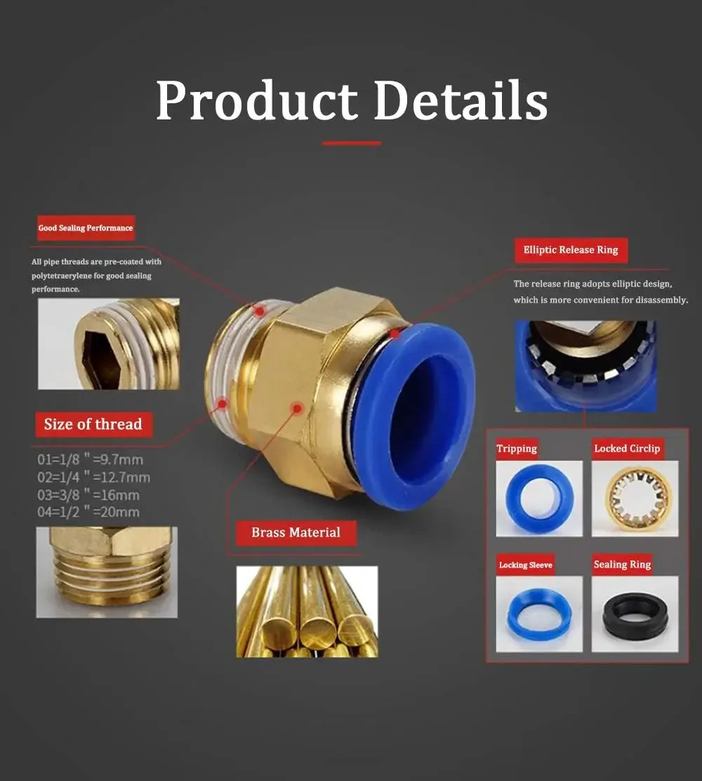 10/50 pièces raccord pneumatiq - Compression Fitting Brass avis et prix